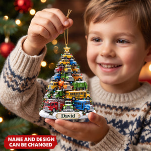 Personalized Kid Truck Acrylic Ornament, Gift For Truck Lovers