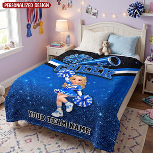Just A Girl Who Loves Cheerleading Custom Name Team Name - Personalized Fleece Blanket