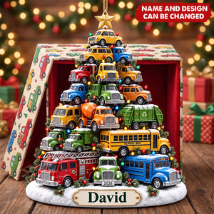 Personalized Kid Truck Acrylic Ornament, Gift For Truck Lovers