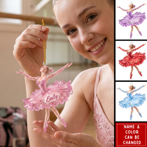 Personalized Ballerina Acrylic Ornament, Custom Name Ballet Christmas Ornament, Gift for Her