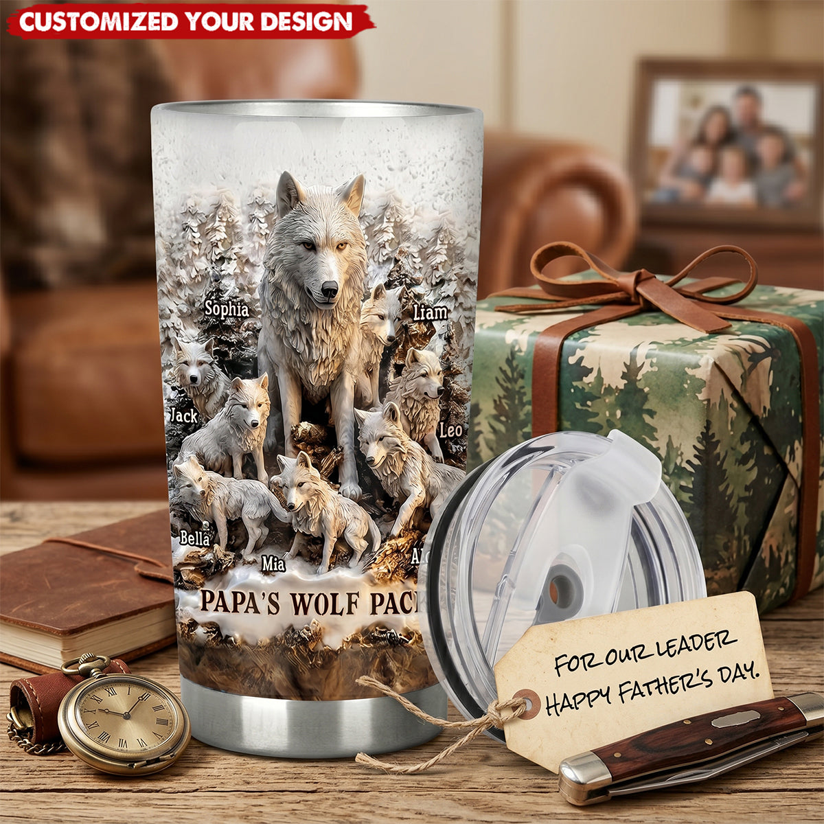 Papa Wolf Pack - Personalized Father Tumbler