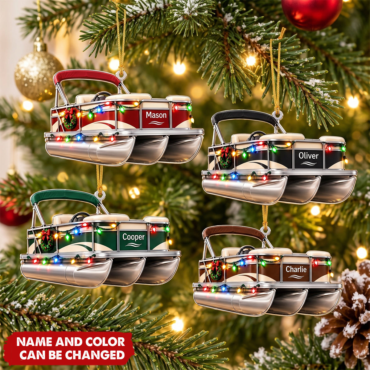 Personalized Pontoon Boat Christmas Ornament -Gift For Pontoon Lovers