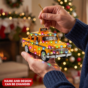 Personalized Taxi Christmas Ornament, Custom Name Taxi Cab Ornament