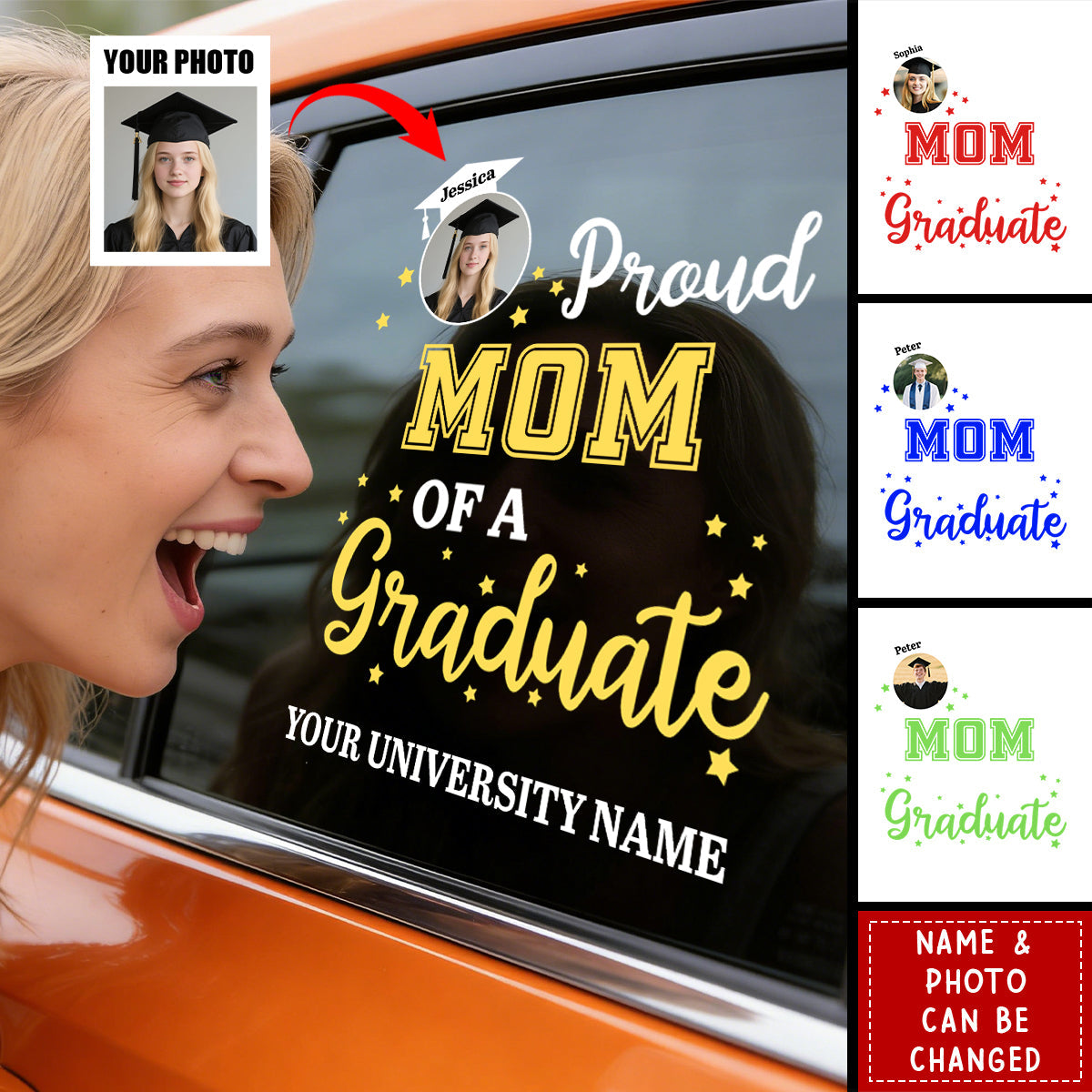 Proud Mom - Personalized Custom Photo Graduation Sticker