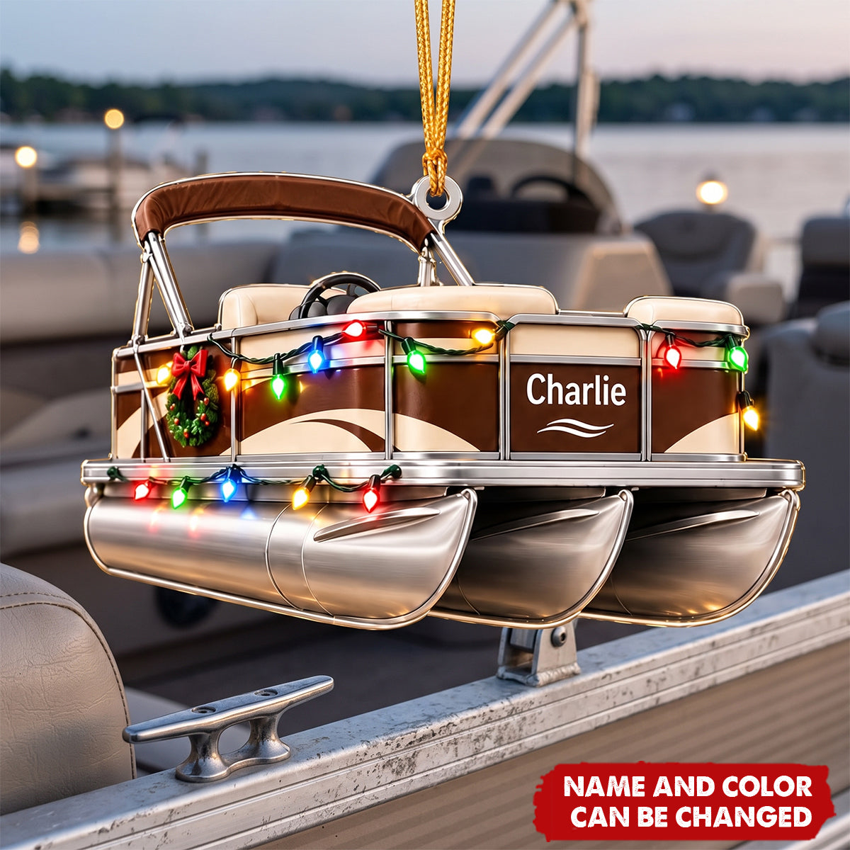 Personalized Pontoon Boat Christmas Ornament -Gift For Pontoon Lovers