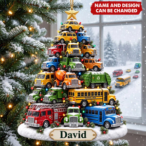 Personalized Kid Truck Acrylic Ornament, Gift For Truck Lovers