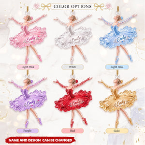 Personalized Ballerina Acrylic Ornament, Custom Name Ballet Christmas Ornament, Gift for Her
