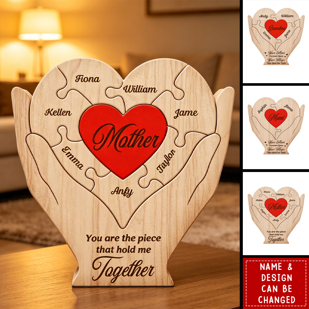 Hands Holding Heart You Are The Piece That Holds Us Together - Personalized Custom Shaped Wooden Puzzle