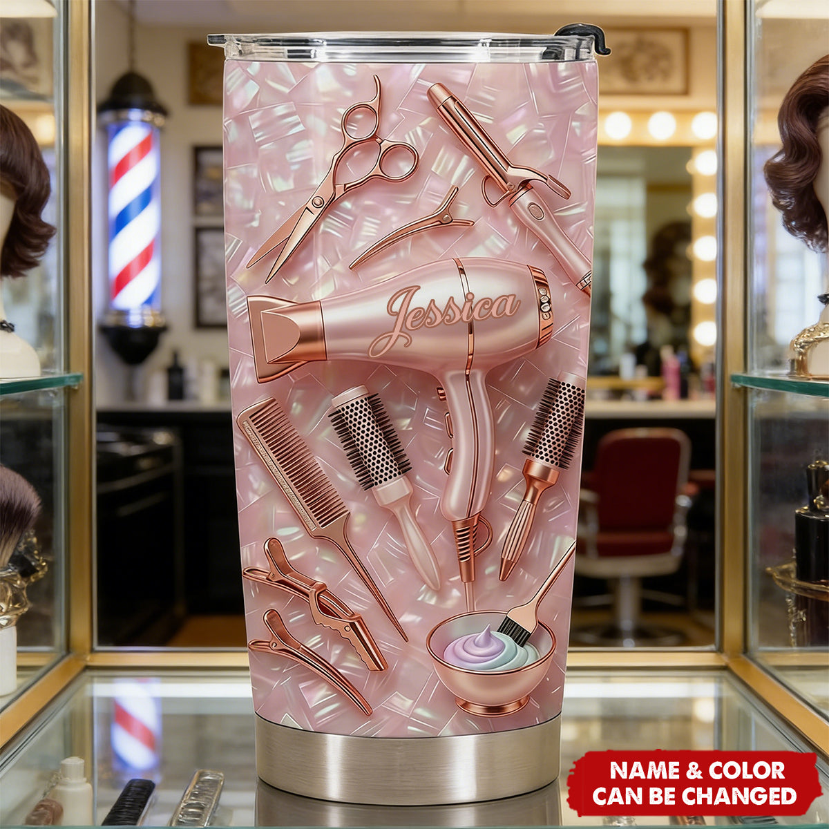 Mother Of Pearl Hair Stylist, Tumbler, Gift For Hairdresser Lovers