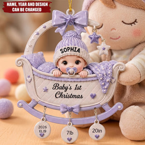 Custom Newborn Cradle Acrylic Ornament, Cutsom Baby's 1st Christmas Tree Hanging