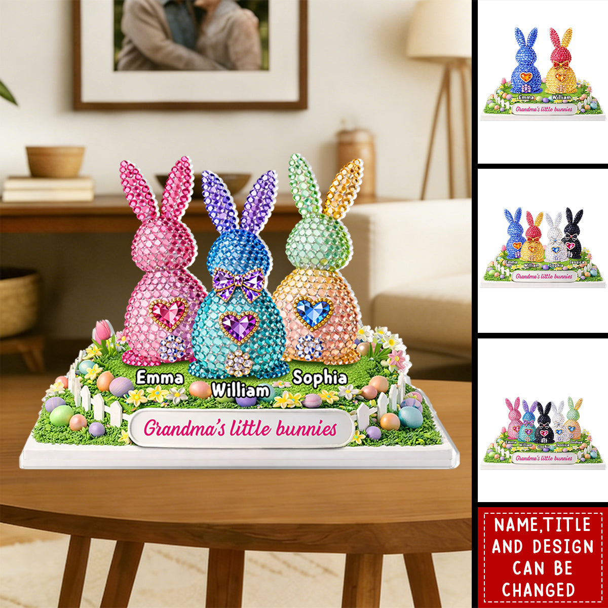 Grandma's Little Bunnies Easter - Personalized Acrylic Block Plaque - Sentimental Gift for Grandma