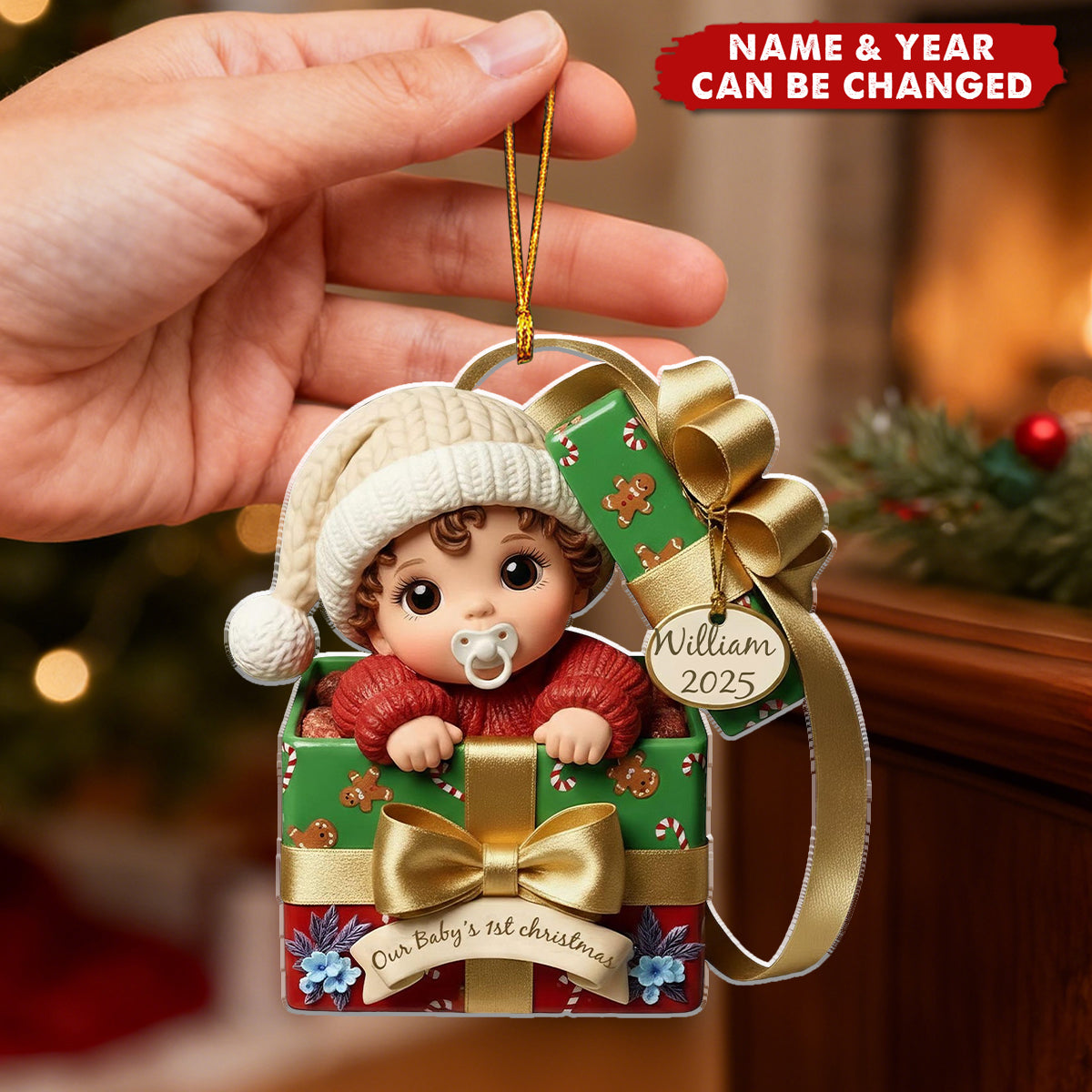 Baby's First Christmas Ornament: Personalized Acrylic New Baby Gift