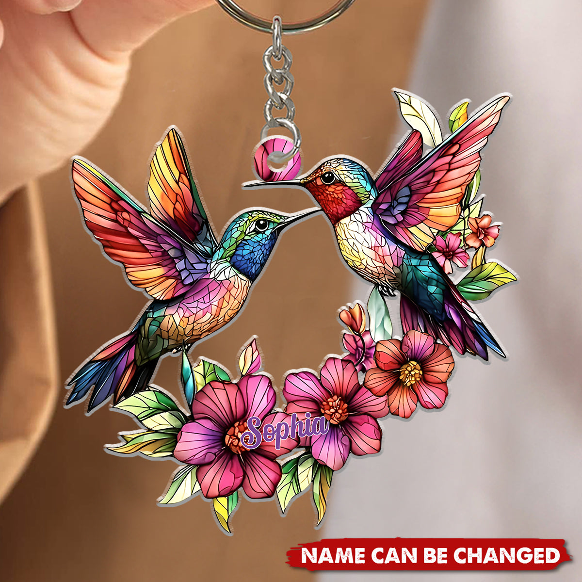 Coloful Hummingbird - Personalized Hummingbird Acrylic Keychain