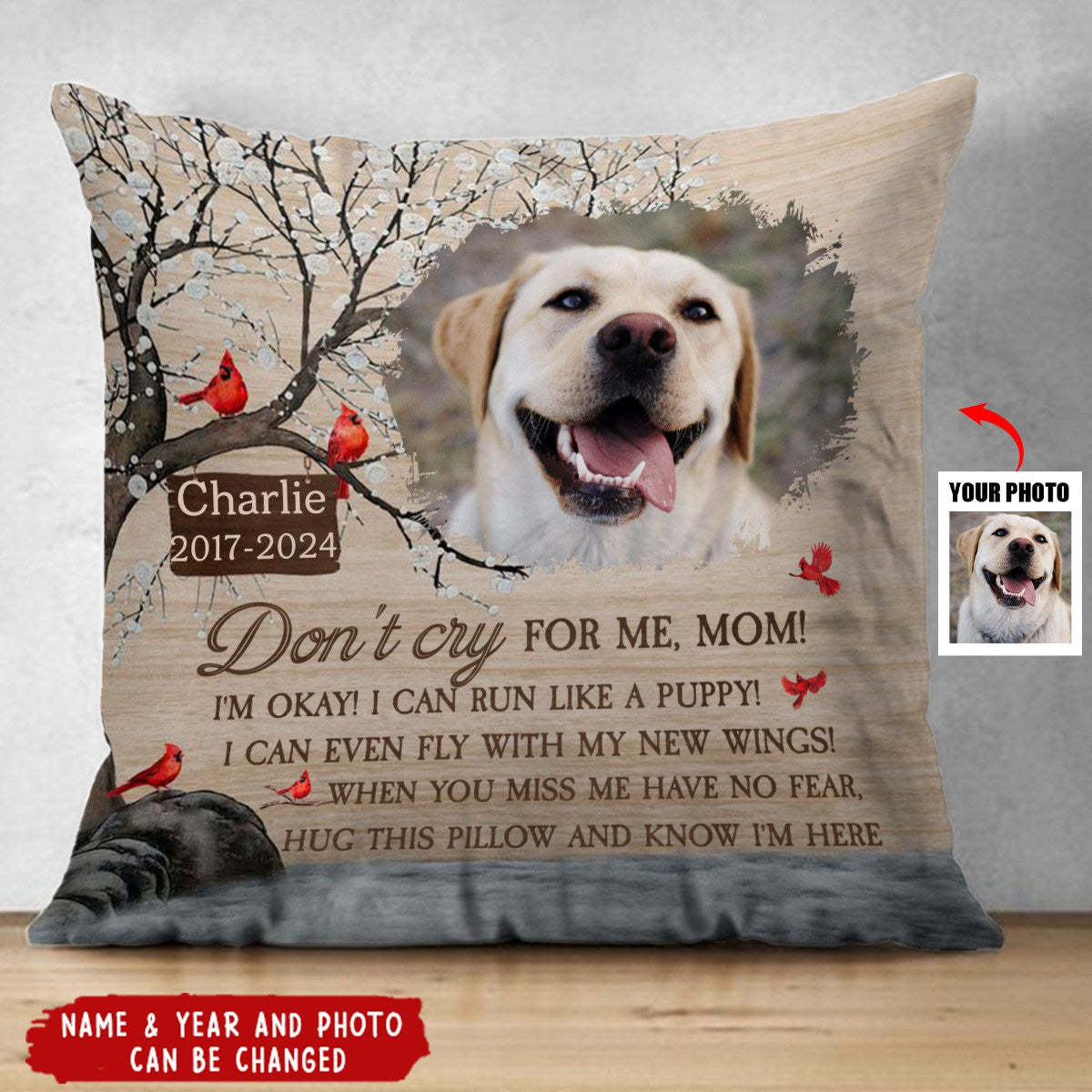 Pet Loss Don't Cry For Me - Personalized Photo Pillow