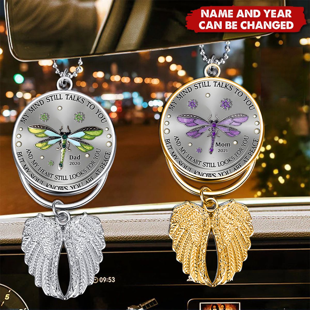 Dragonfly My Mind My Heart My Soul - Personalized Memorial Wings Ornament