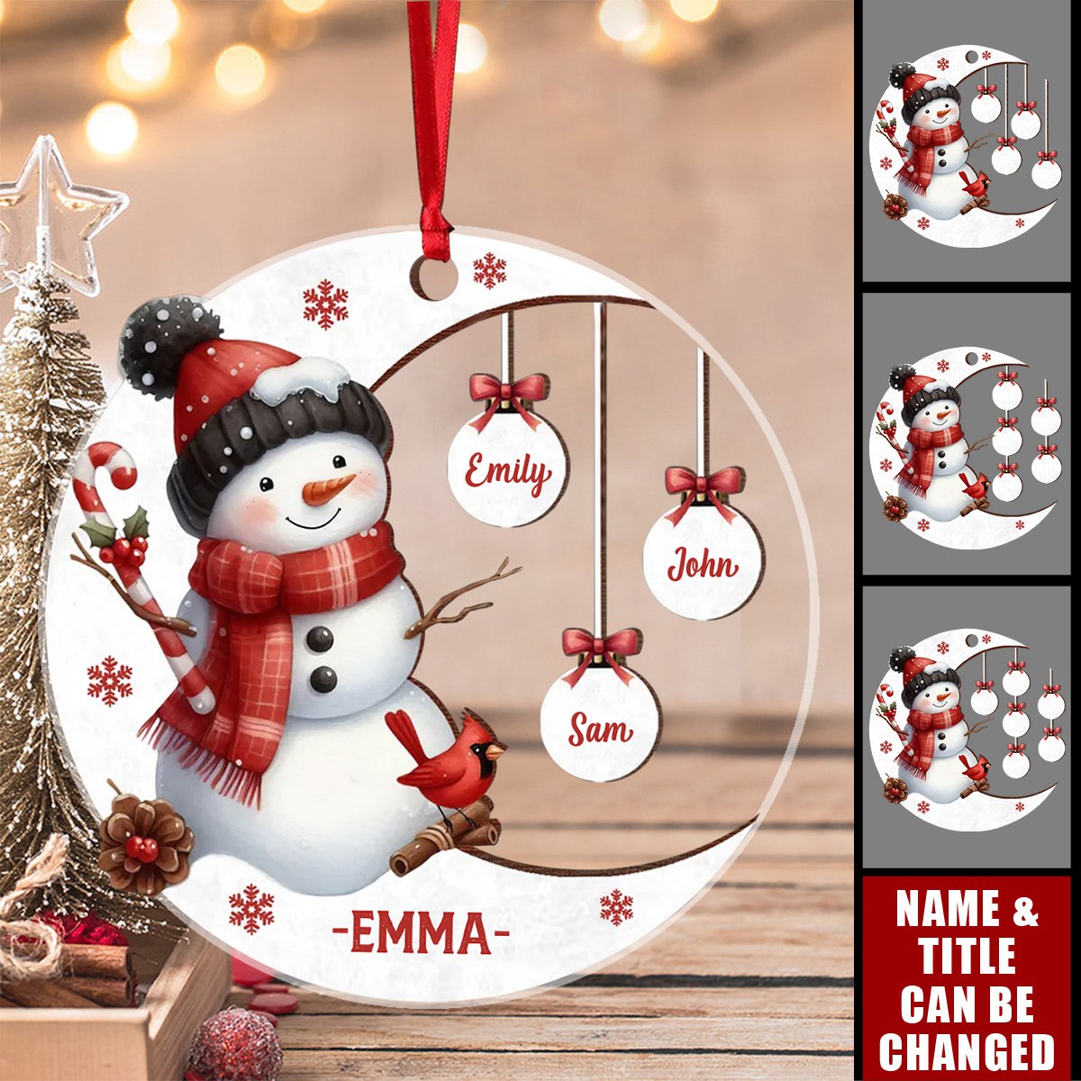 Grandma Personalized Christmas Snowman Nana Ornament, Perfect Gifts for Grandma
