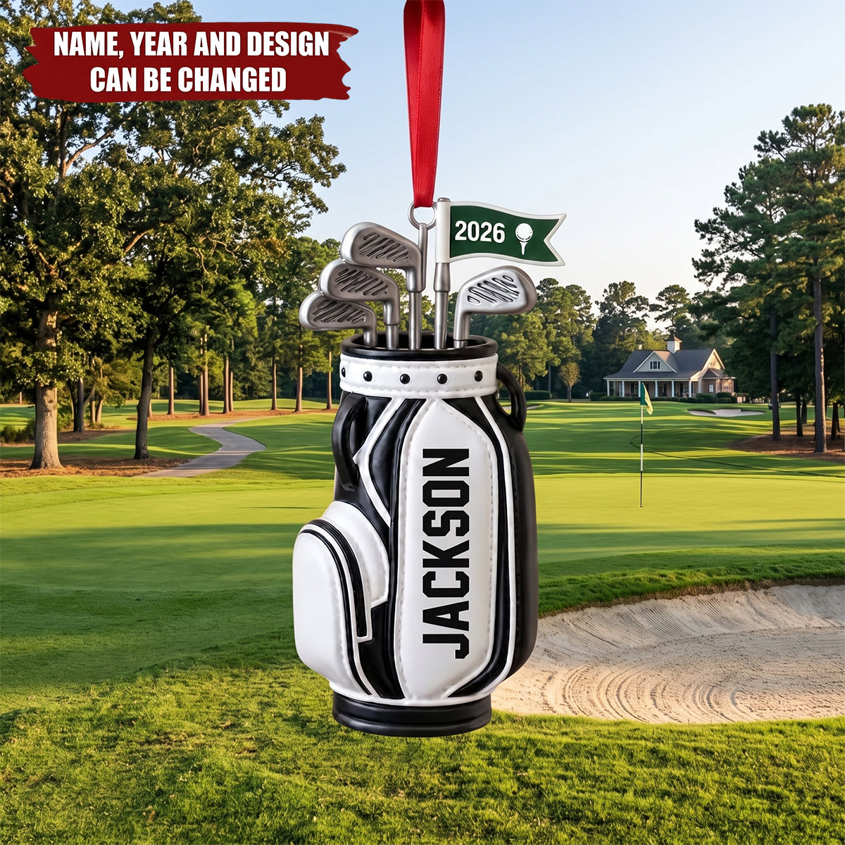Personalized Golf Bag Ornament, Custom Name Golf Lover Christmas Ornament