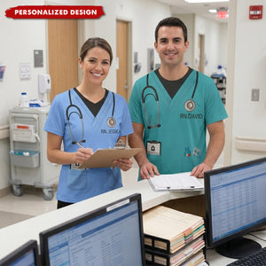 Customizable Nursing Themed T-Shirt With Stethoscope and Medical Badge, Gift For Nurses