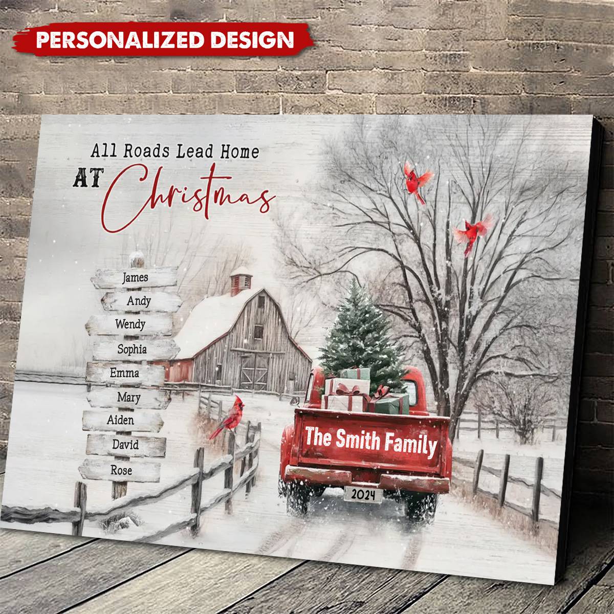 Personalized Family Gift Christmas Art Canvas