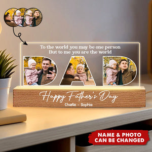 DAD Photo Insert Happy Father's Day Personalized Acrylic Block LED Night Light