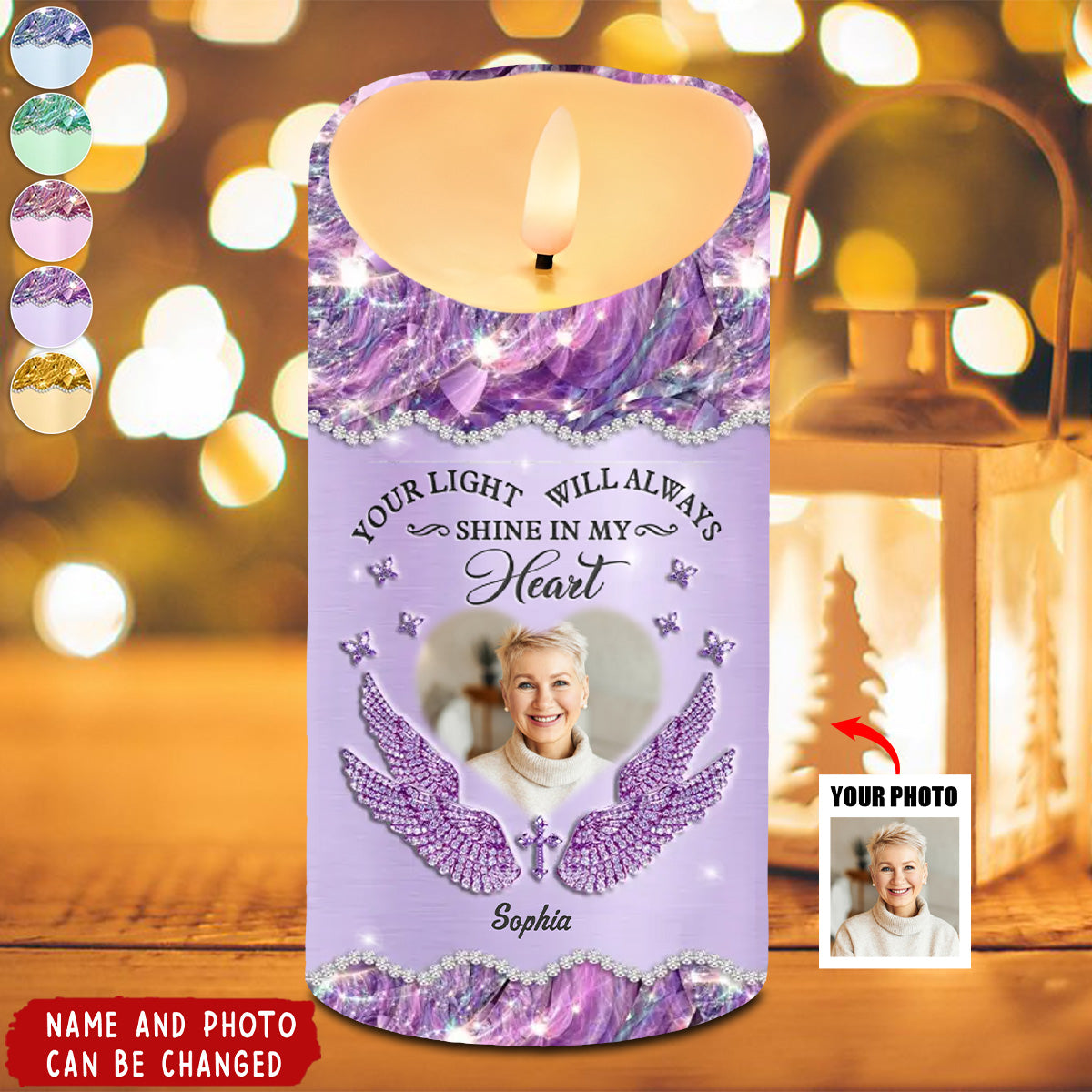 Custom Photo Forever Missed, Forever Loved - Memorial Personalized LED Candle - Christmas Gift For Family Members