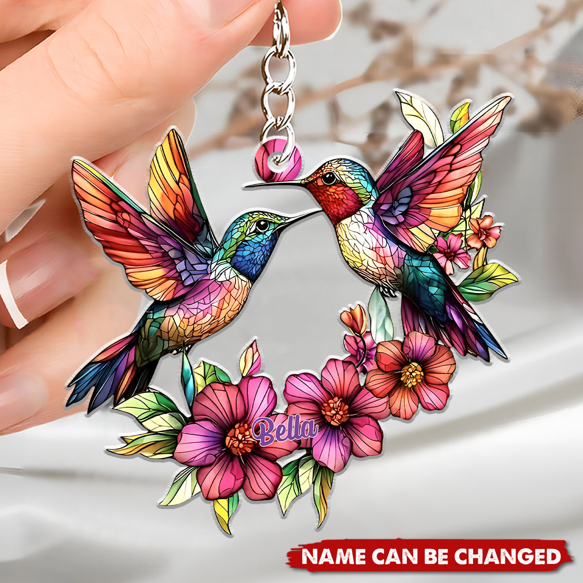 Coloful Hummingbird - Personalized Hummingbird Acrylic Keychain