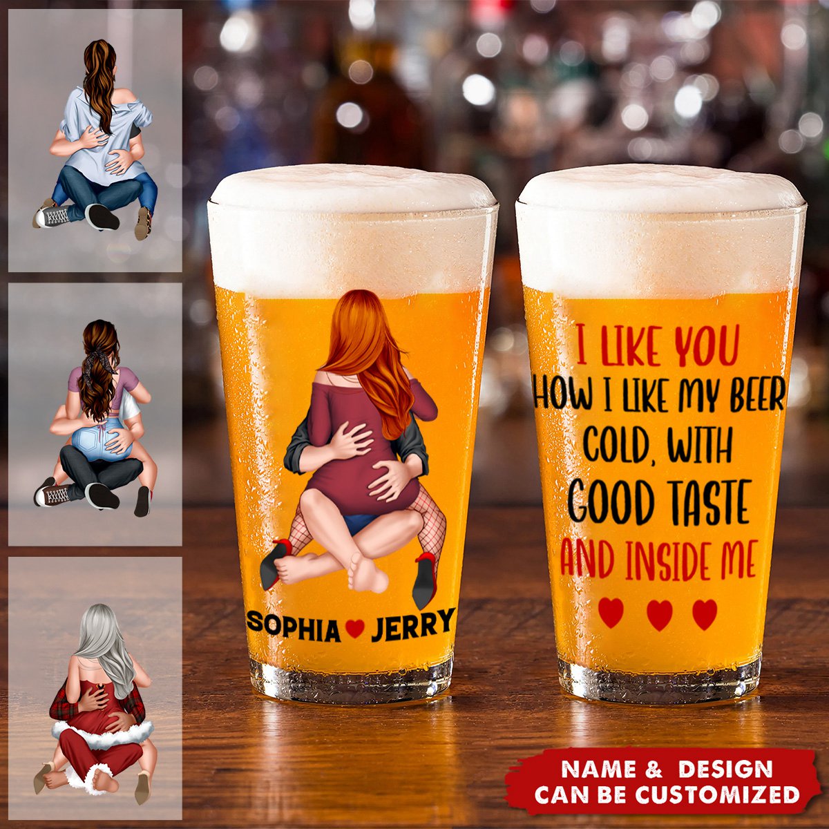 I Like You How I Like My Beer Cold- Personalized Couple Beer Glass
