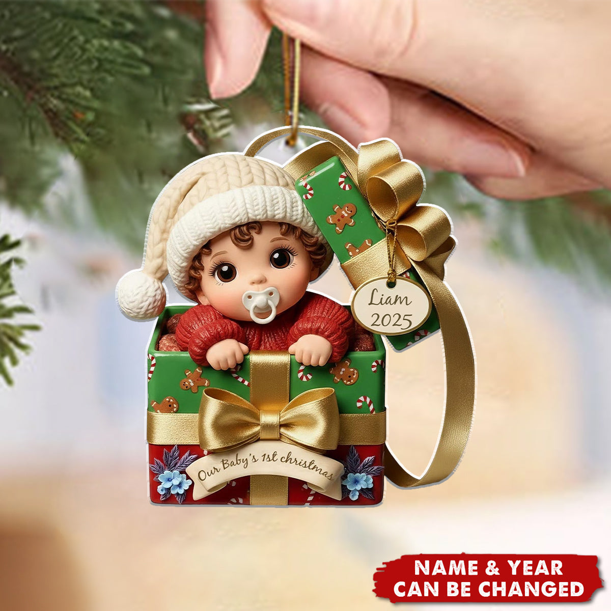 Baby's First Christmas Ornament: Personalized Acrylic New Baby Gift