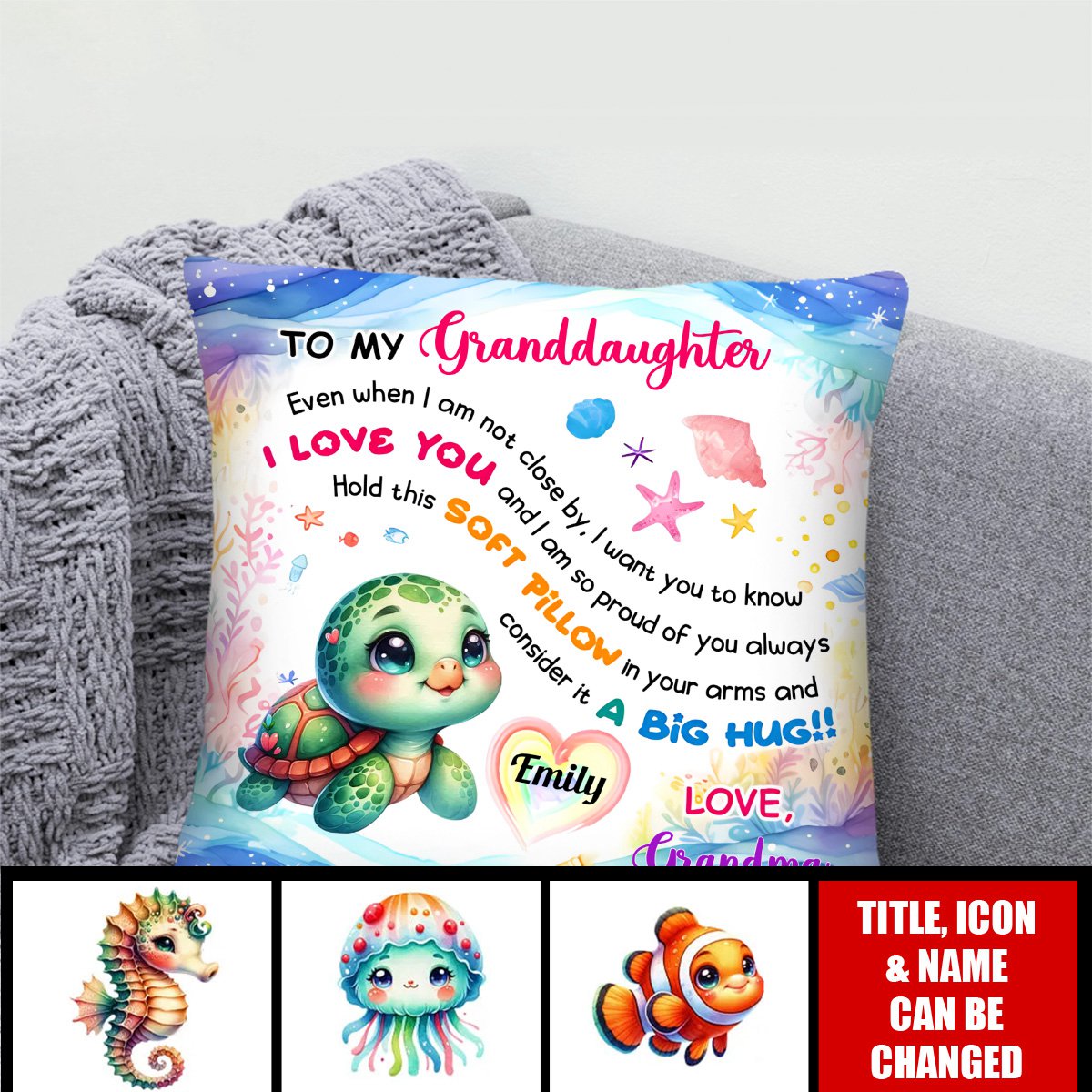 Personalized Kids I Am So Proud Of You Sea Animals Pillow