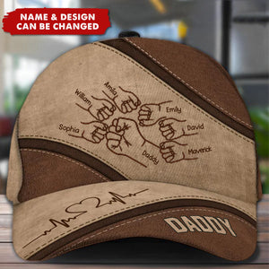 Outline Fist Bump Daddy Grandpa Personalized Classic Cap