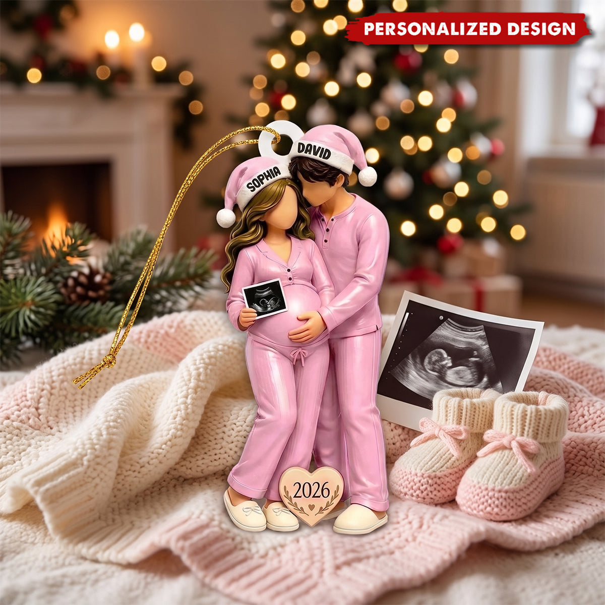 Personalized Expecting Parents Christmas Ornament - Custom Baby Ultrasound Keepsake