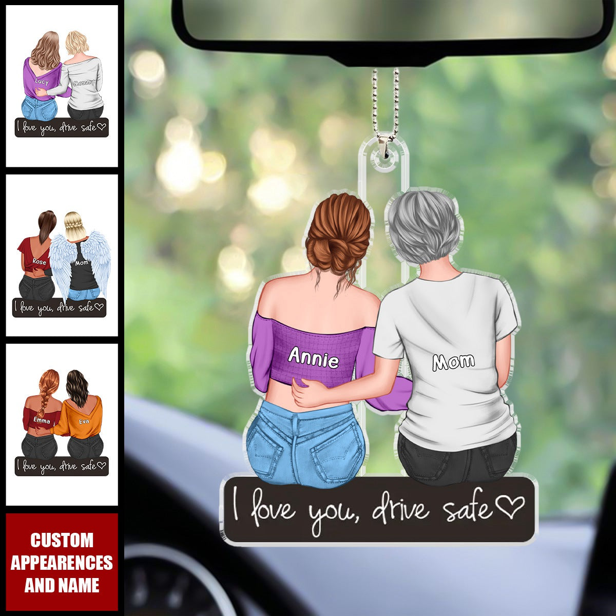 I Love You, My Darling - Family Personalized Car Ornament - Acrylic Custom Shaped - Gift For Mom, Daughter