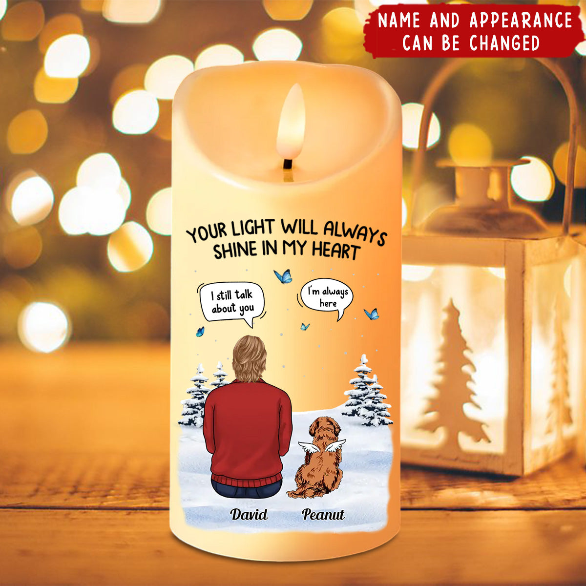 Your Light Will Always Shine In My Heart - Memorial Personalized Custom LED Candle - Christmas Gift, Sympathy Gift For Pet Owners, Pet Lovers