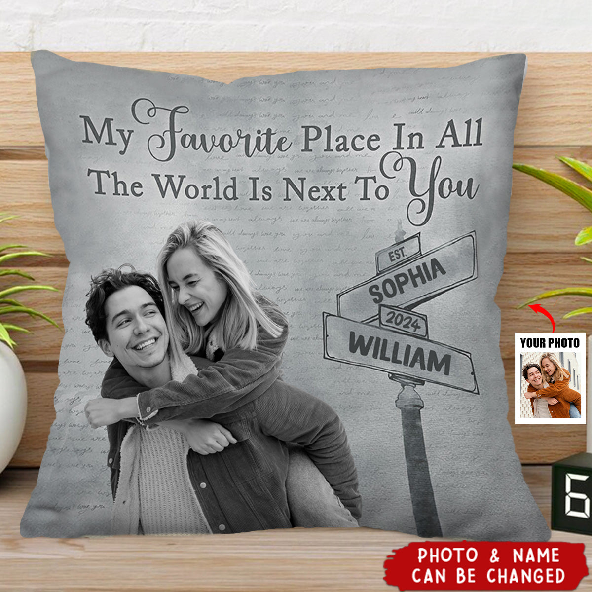 Custom Photo My Favorite Place In All The World - Personalized Pillow