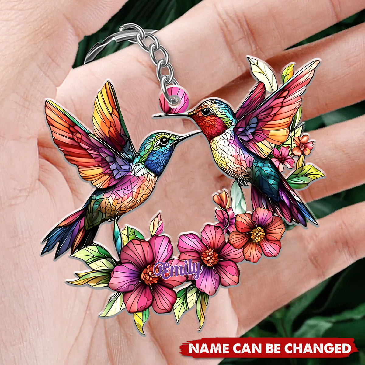 Coloful Hummingbird - Personalized Hummingbird Acrylic Keychain
