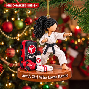 Personalized Karate Girl Christmas Ornament, Just Girl Who Loves Karate