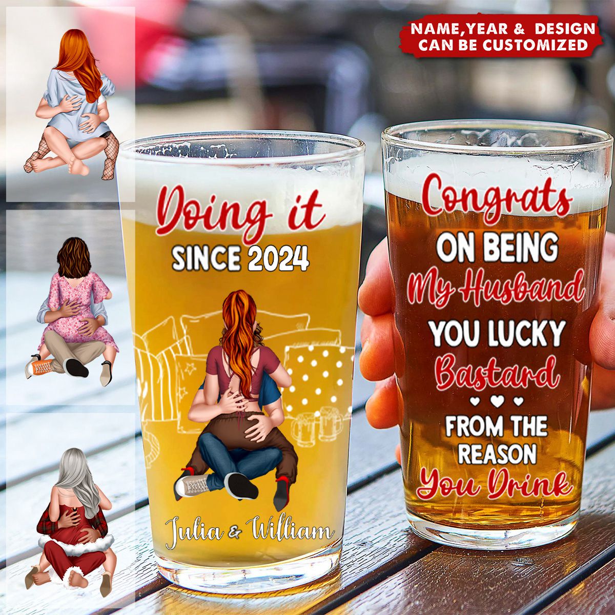 From The Reason You Drink - Personalized Couple Beer Glass
