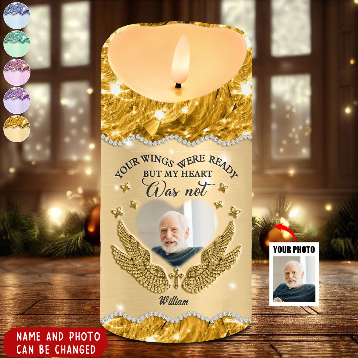 Custom Photo Forever Missed, Forever Loved - Memorial Personalized LED Candle - Christmas Gift For Family Members