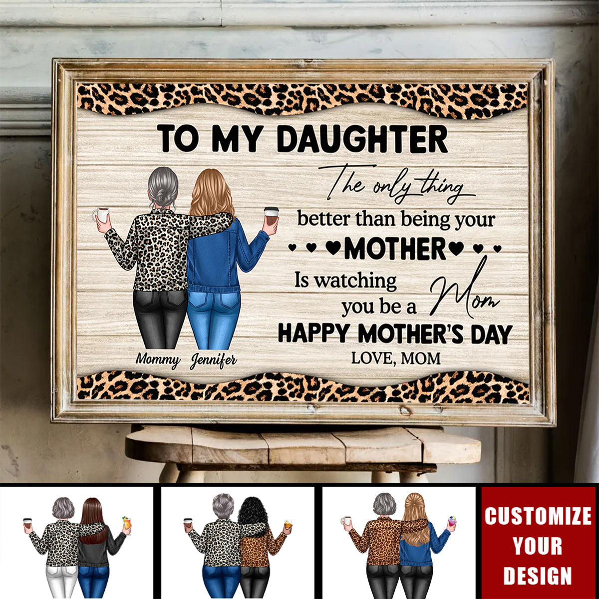 Leopard Pattern To My Daughter From Mom Happy Mother's Day Personalized Poster