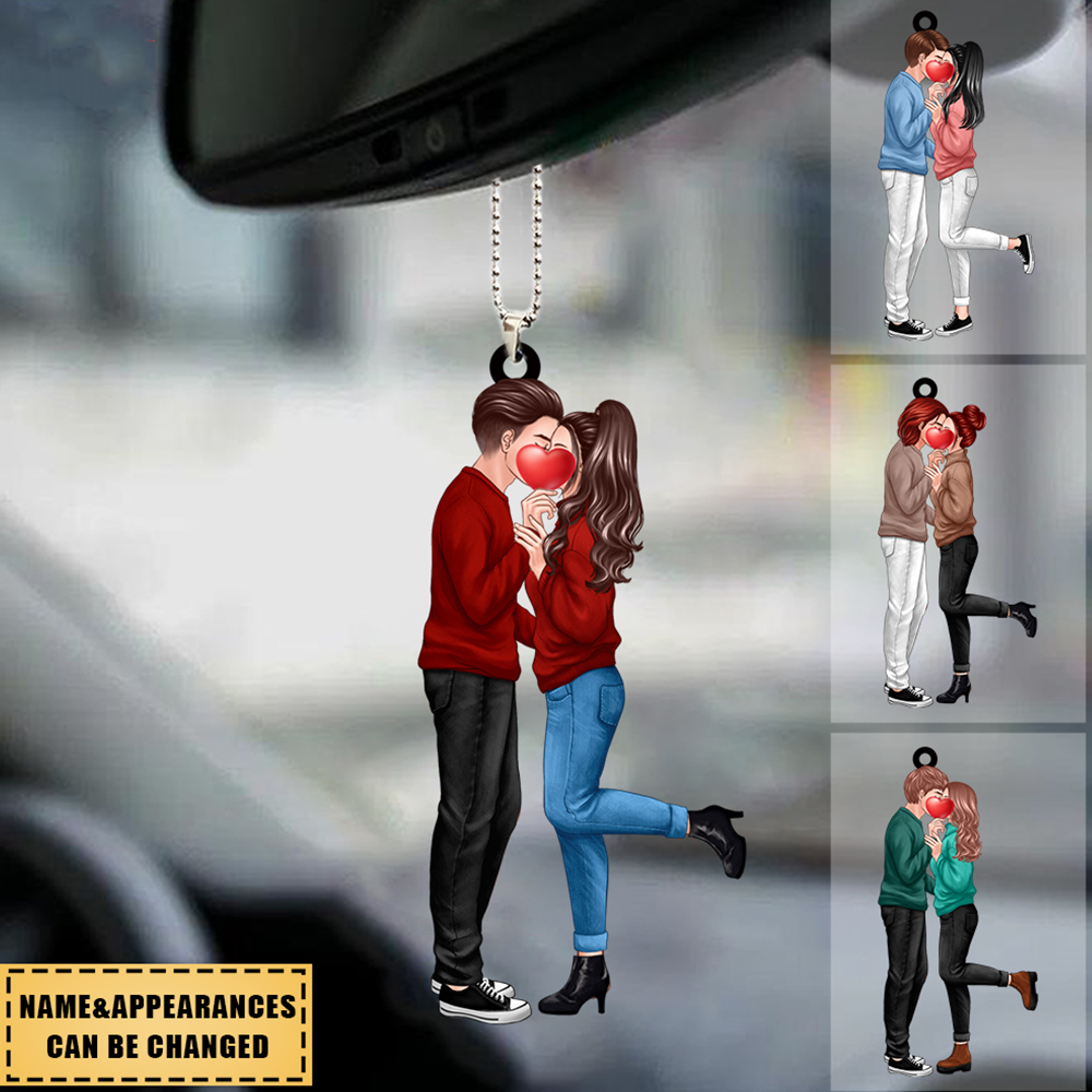 Couple Hugging And Kissing - Personalized Ornament