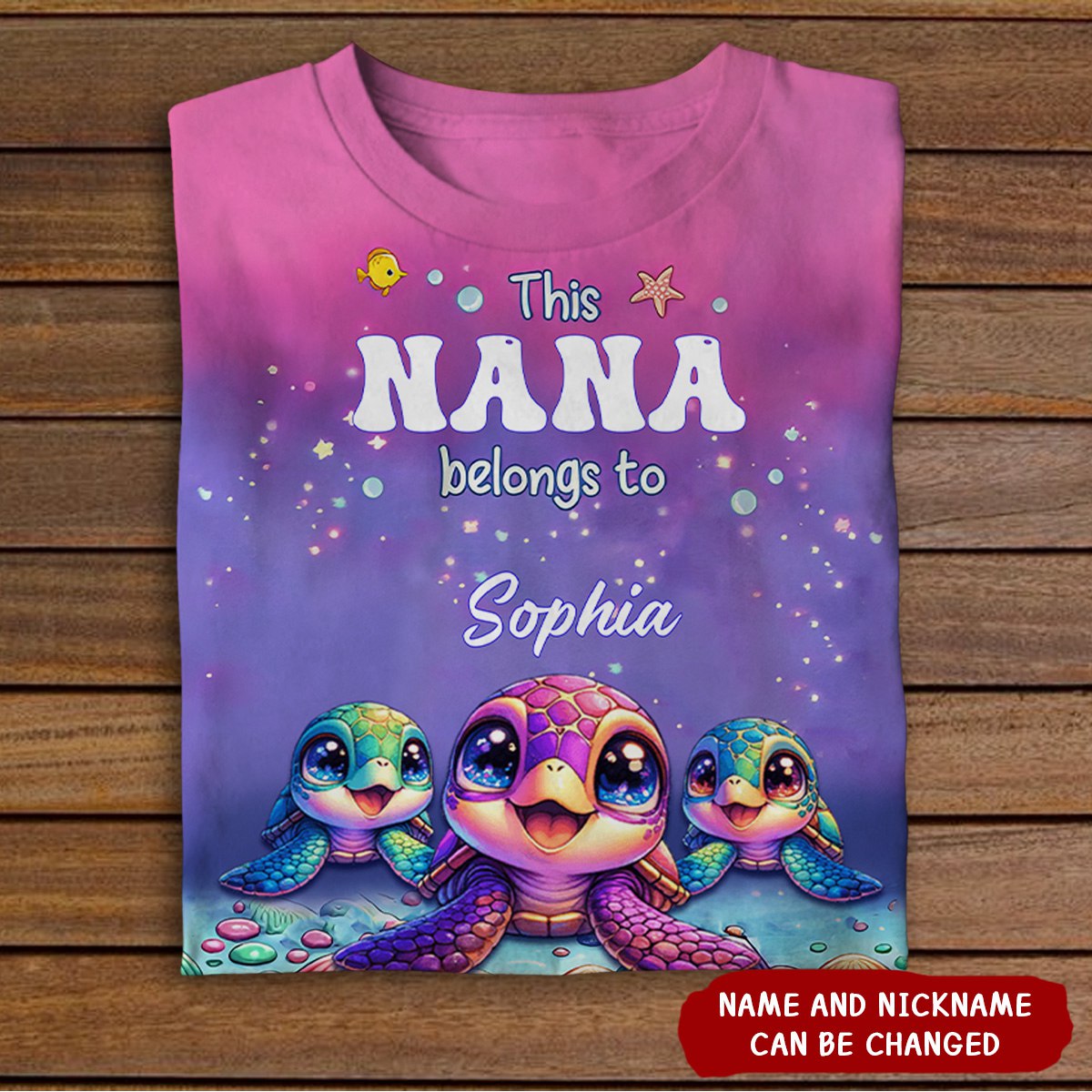 This Grandma belongs to Colorful Turtle Personalized 3D T-shirt