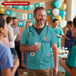 Customizable Nursing Themed T-Shirt With Stethoscope and Medical Badge, Gift For Nurses