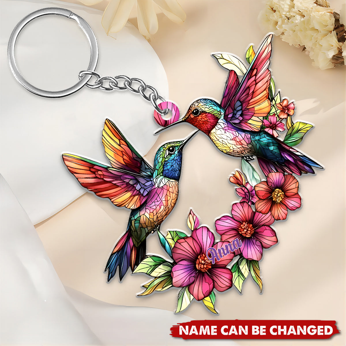 Coloful Hummingbird - Personalized Hummingbird Acrylic Keychain