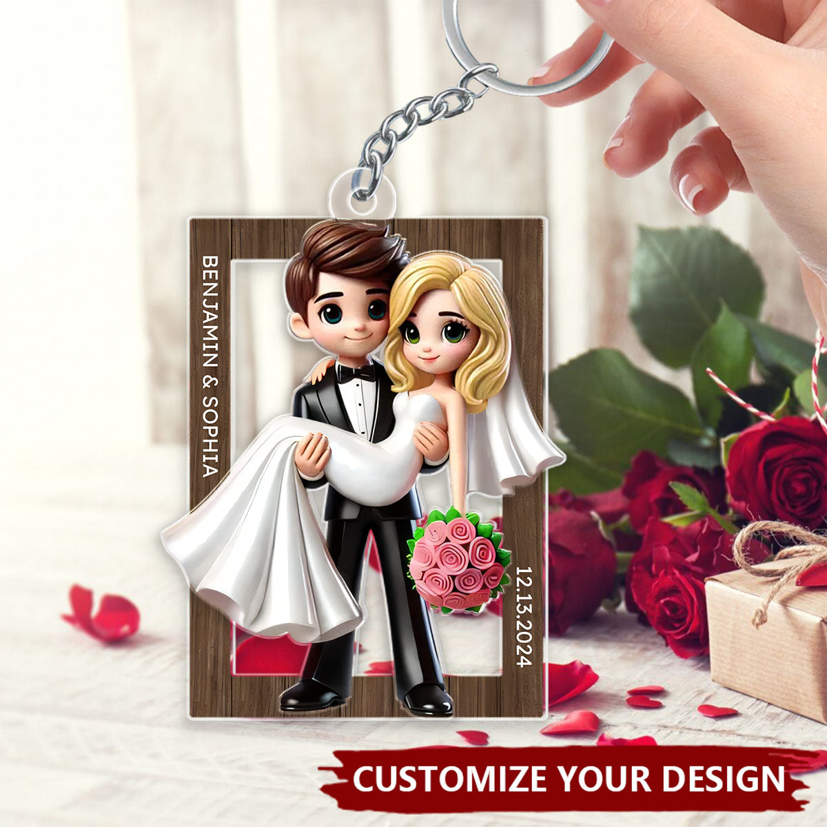 Mr Mrs Married Couple - Personalized 2 - Layered Acrylic Keychain