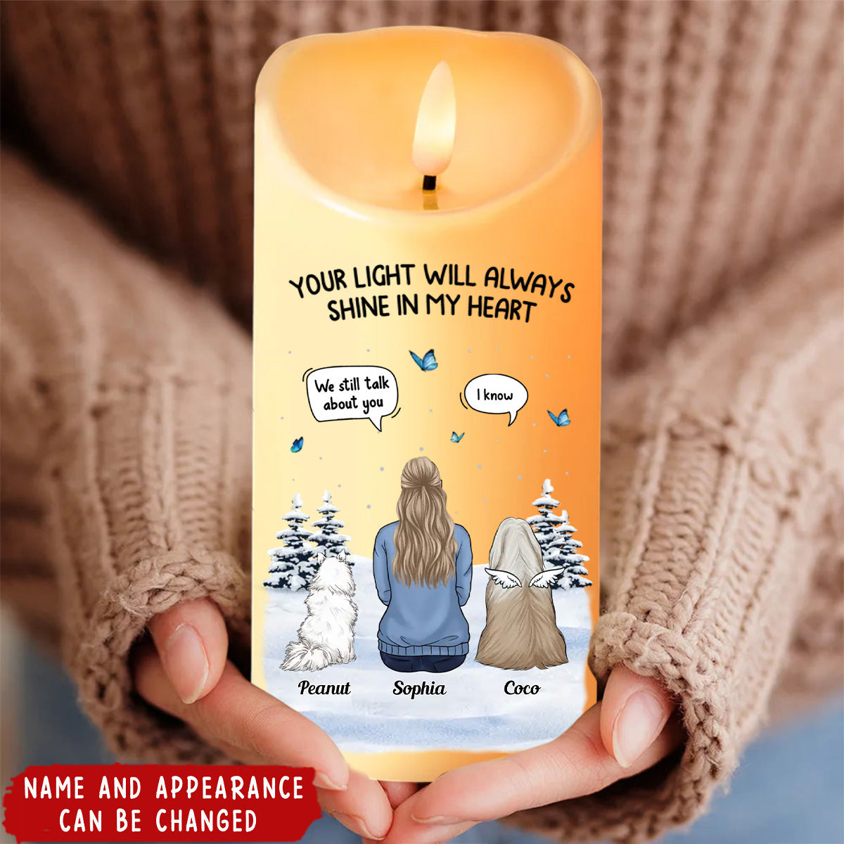 Your Light Will Always Shine In My Heart - Memorial Personalized Custom LED Candle - Christmas Gift, Sympathy Gift For Pet Owners, Pet Lovers