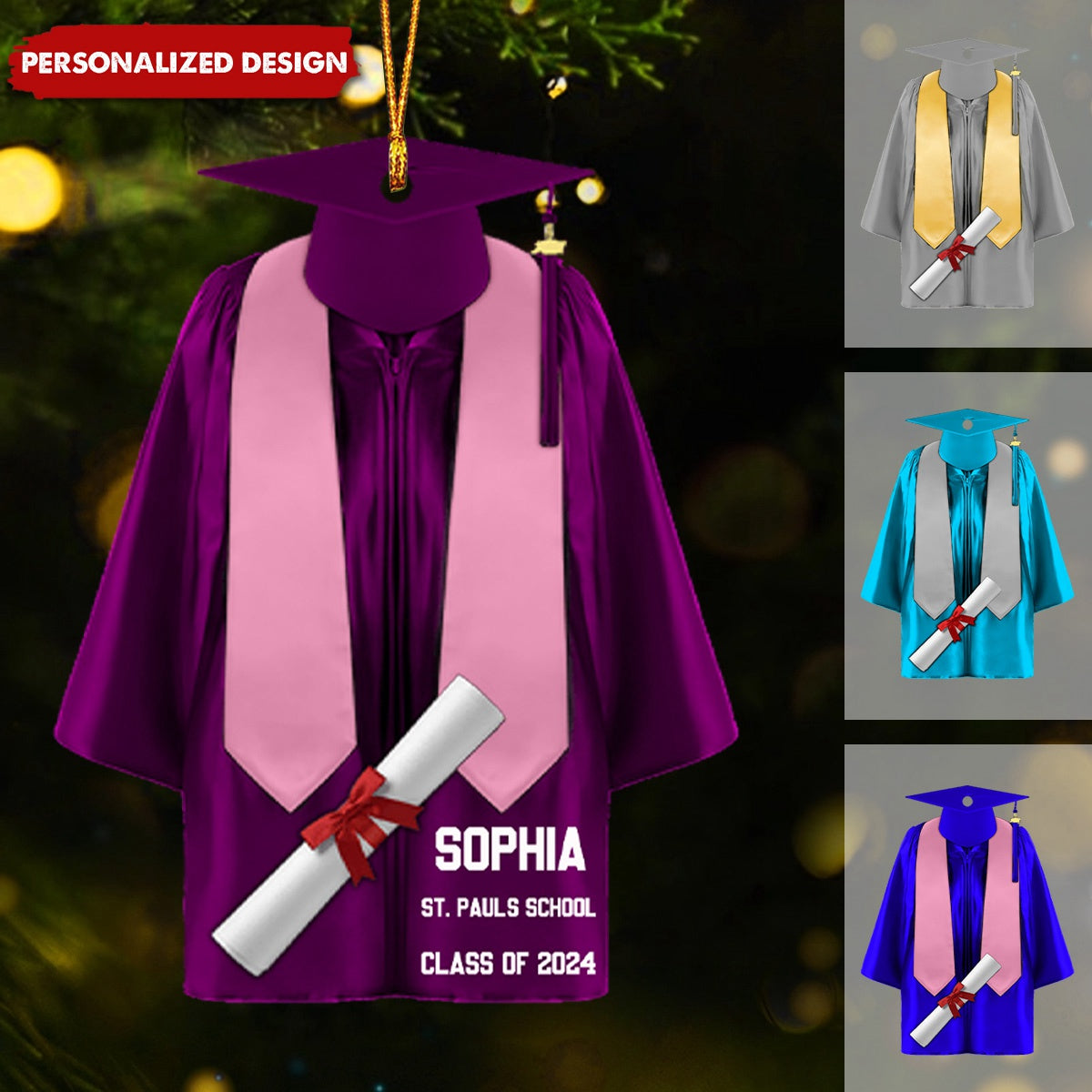 Graduation Gown, Personalized Acrylic Ornament For Senior Graduate