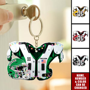 American Football Shoulder Pads and Helmet - Personalized Keychain