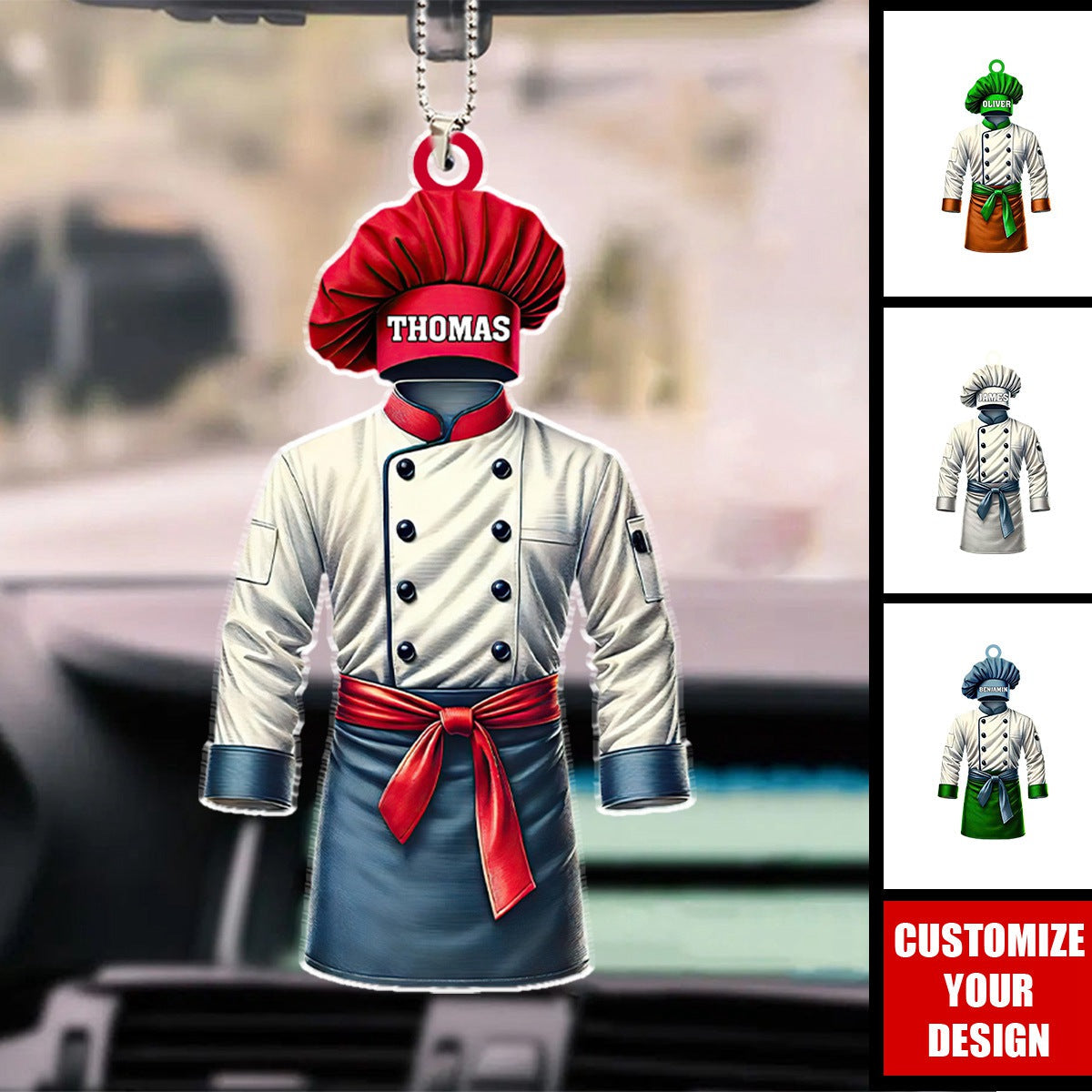 Chef Coat - Personalized Acrylic Car Ornament, Gift For Chefs And Culinary Enthusiasts