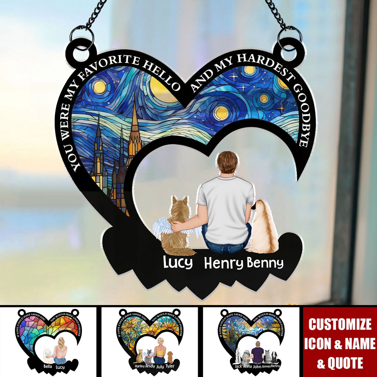 You Left Paw Prints On My Heart - Personalized Window Hanging Suncatcher Ornament