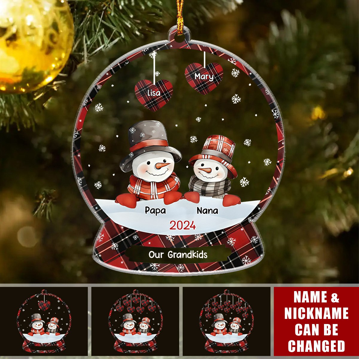 Our Grandkids Custom Name Hearts - Personalized Acrylic Ornament